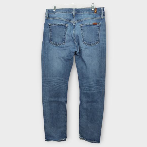 Mens 7 For All Mankind THE STRAIGHT Blue Jeans Size 34 - Picture 5 of 6